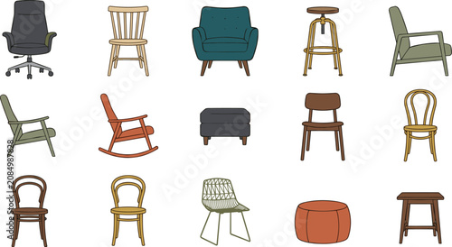 Fotografía Chair collection featuring office chairs armchairs rocking chairs dining stools