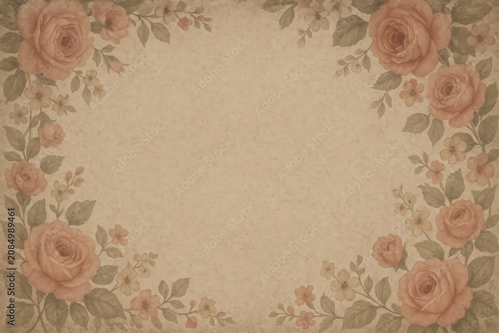 Fototapeta premium Vintage floral border illustration