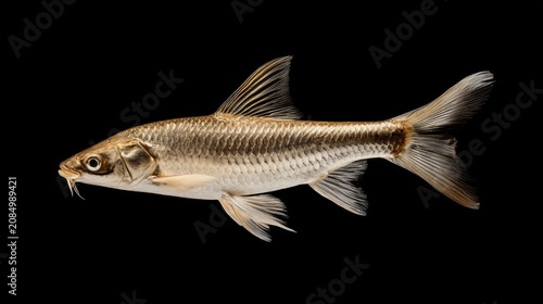 Detailed Side View of a Freshwater Fish Against Black Background