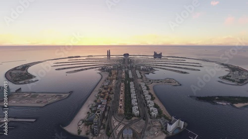 Drone aerial view of The Palm. Jumeirah. United Arab Emirates