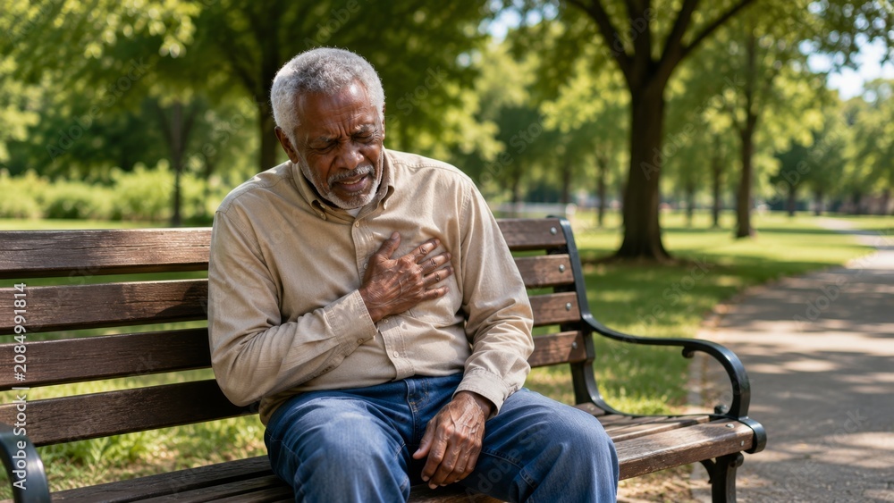 Fototapeta premium Elderly feeling chest discomfort
