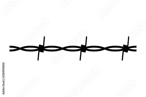 Canvastavla Horizontal barbed wire fence used as a security barrier, emphasizing protection,
