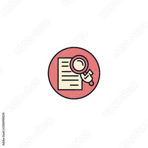 Banking Statement Finance Form Magnifier Badge Icon