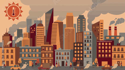 Εκτύπωση καμβά Overcrowded Megacity Struggling With Extreme Heat and Pollution
