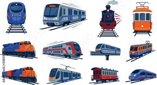 Canvastavla Train collection featuring high speed rail steam locomotive subway tram freight
