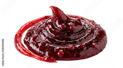 Sweet berry jam swirl isolated on transparent background.