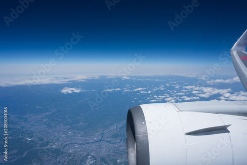 View of cloud, sea and sky from Airplane