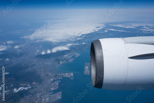 View of cloud, sea and sky from Airplane