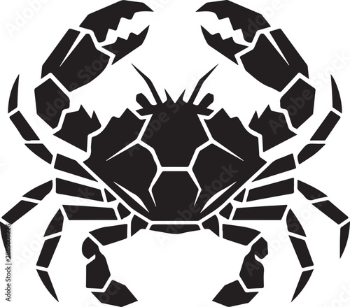 фотографія Black crab icon, crustacean symbol, seafood emblem, vector illustration