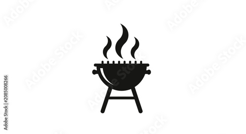 Barbecue grill emits rising smoke clouds to signify outdoor cooking and summer social gatherings.