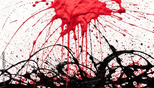 Abstract Red and Black Paint Splash Background with Grunge Artistic Texture