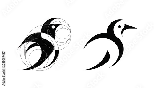 Abstract Bird Logo Collection with Minimalist Black Vector Design