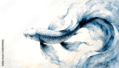 A long blue eel swimming in clear water illustration