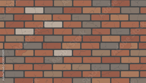 Earthy brown brick wall texture featuring varied shades of clay blocks with subtle cracks and mortar lines for an aged look.
