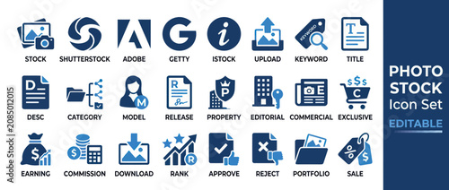 Foto Microstock photography agency contributor icon set