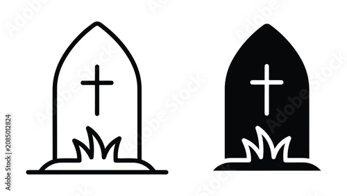 Photos Tombstones with crosses on white background for halloween or memorial  grave mar