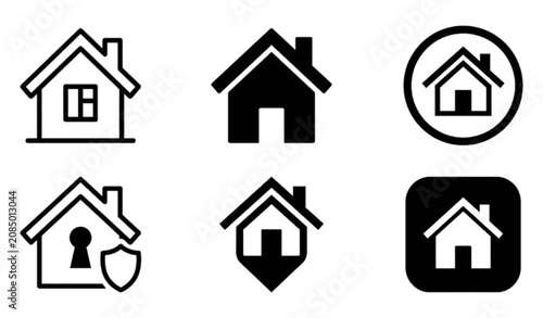 Home and house vector icons set isolated on white background flat real estate homepage button illustration smart security locator design
