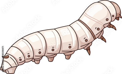 Obraz na plátně Silkworm caterpillar insect larva crawling isolated on a transparent background
