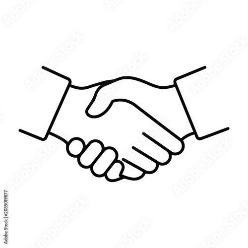 Handshake between two people in a simple line art style on white background