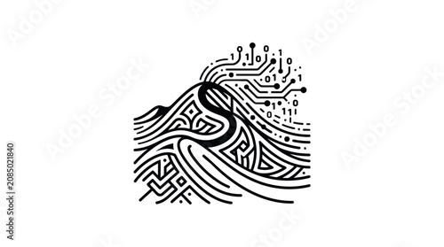 Abstract Digital Wave Mountain