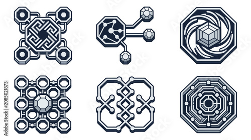 Abstract Futuristic Geometric Icons Set