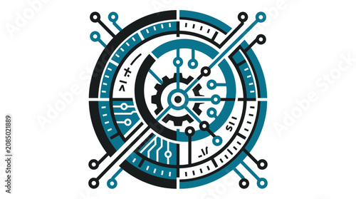 Abstract Futuristic Technology Circle with Circuitry