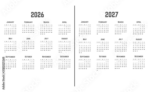 Cuadro en lienzo calendar for 2026-2027