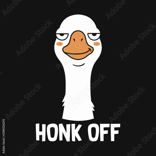 Quadro su tela Angry goose with orange beak.