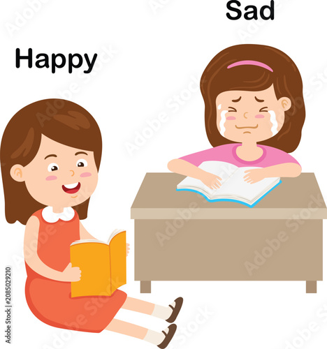 Opposite happy and sad vector illustration