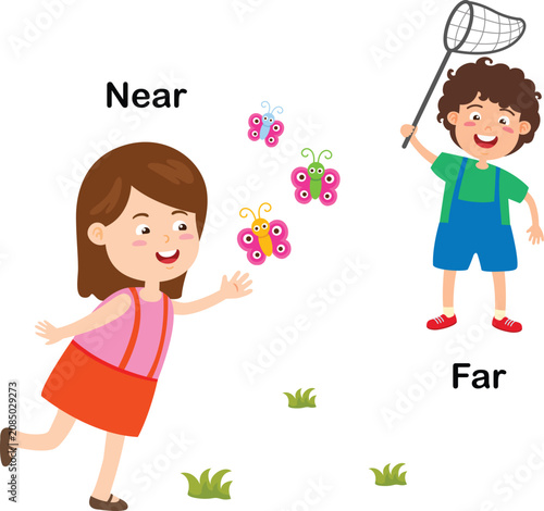 Opposite near and far vector illustration