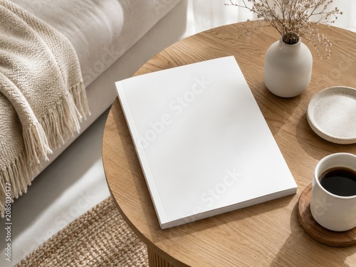 Modern Fashion Magazine Mockup on Scandinavian Coffee Table
