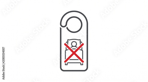 Do Not Disturb Door Hanger Line Icon, Hotel Privacy Sign Outline Vector Illustration, Room Service Notification Symbol Isolated on White Background for Hospitality, UI, Web and Mobile App Design