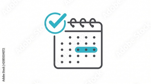 Calendar Checklist Line Icon, Task Management and Appointment Reminder Outline Vector Illustration, Productivity Planning Symbol Isolated on White Background for UI, Web and Mobile App Design