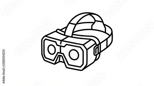 Virtual Reality Headset Icon, VR Glasses Line Vector Illustration, Immersive Gaming Device Outline Symbol, Modern Wearable Technology Isolated on White Background for Mobile App, UI and Web Design