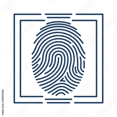 Fingerprint Recognition Scan Minimalist Line Icon Isolated on White Background, Modern Biometric Authentication and Identity Verification Outline Vector Illustration for Security System, Mobile App an