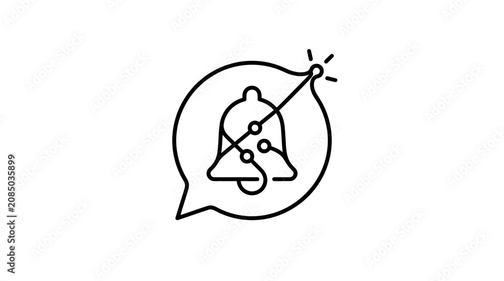 Obraz premium Bell notification alert inside speech bubble icon.