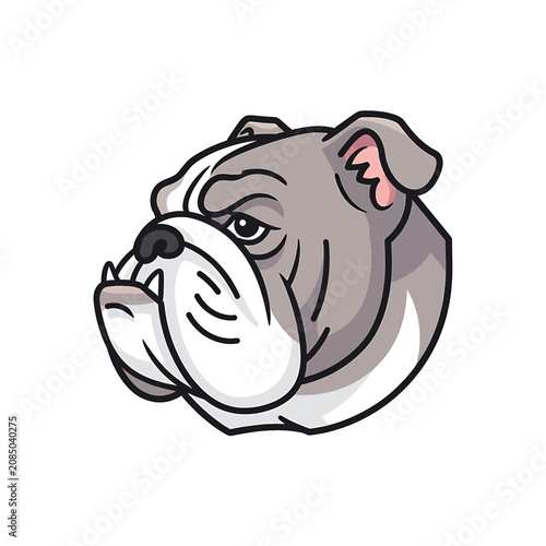 Εκτύπωση καμβά Bulldog Cartoon Face Closeup Grey.