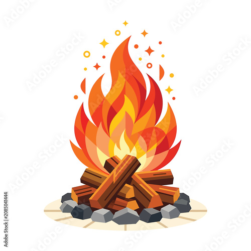 Cuadro en lienzo Burning Campfire with Orange Flames.