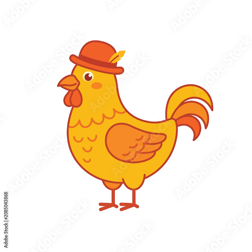 Bild auf Leinwand Cartoon chicken wearing a hat 1.