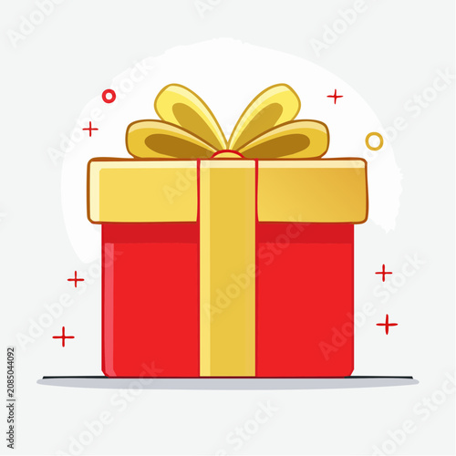 Red Gift Box with Golden Ribbon and Bow