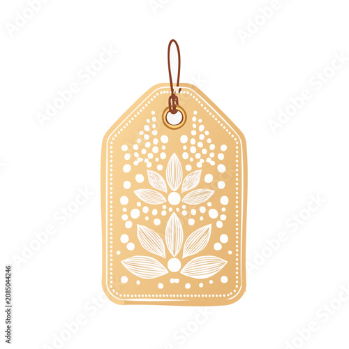 Vintage Floral Pattern Tag with String