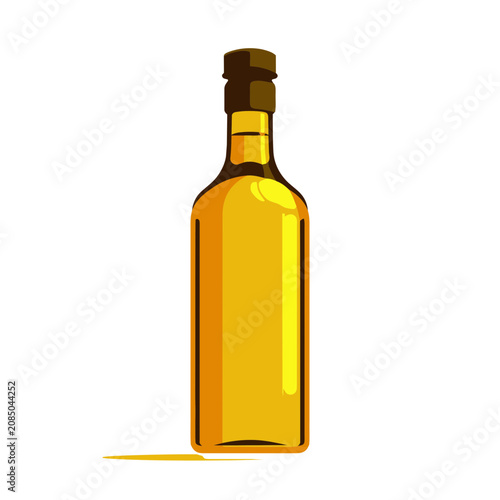 Amber glass bottle with cap vector illustration