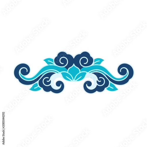 Blue Swirl and Cloud Decorative Element