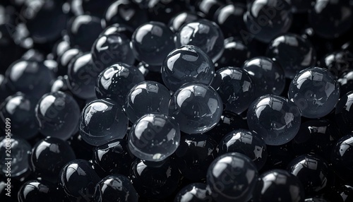 Close-up of Luxurious Shiny Black Caviar Macro Photography with Reflections and Elegant Texture