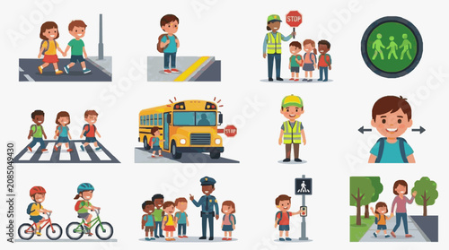 Children learning traffic safety rules.