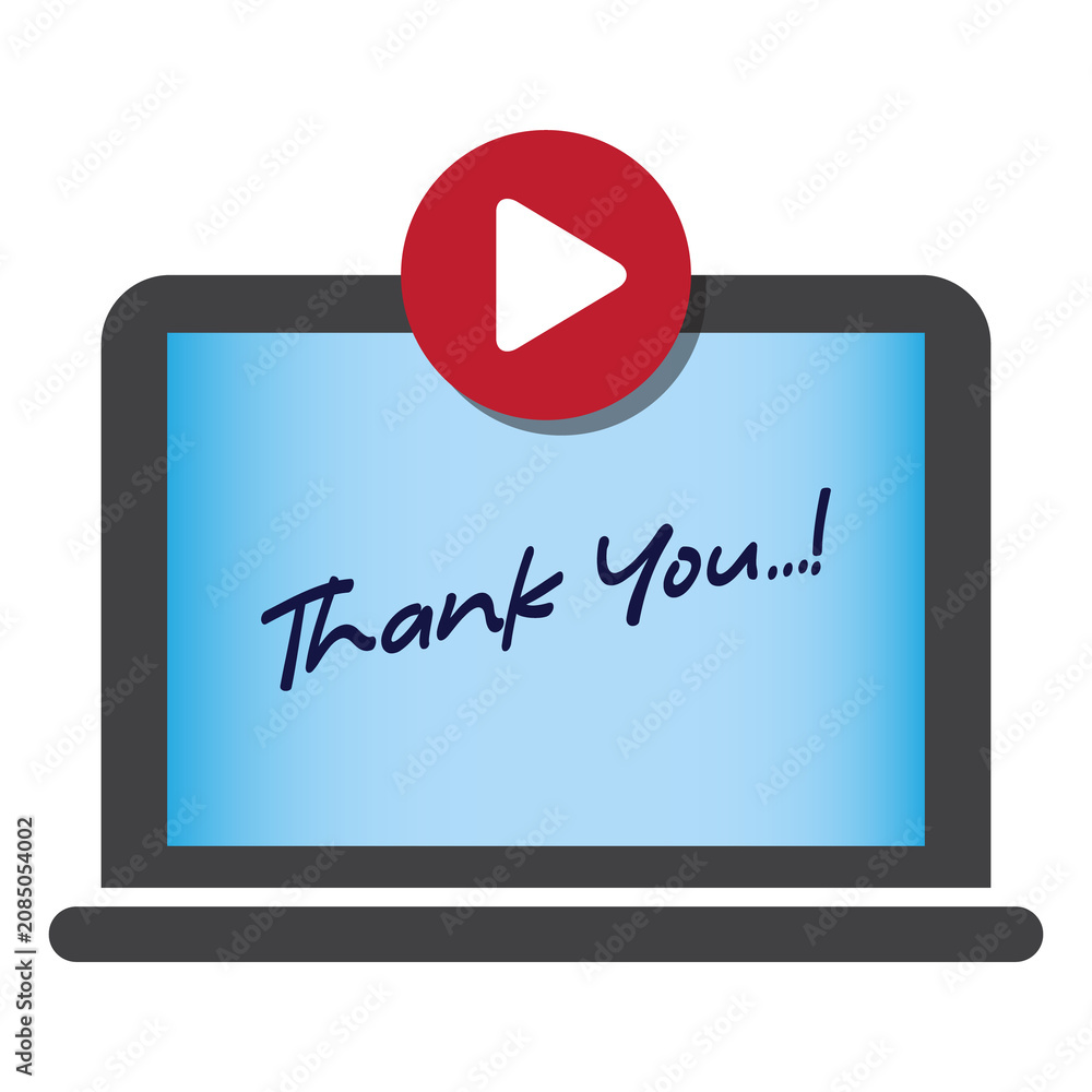 Fototapeta premium Laptop Screen With Thank You Message