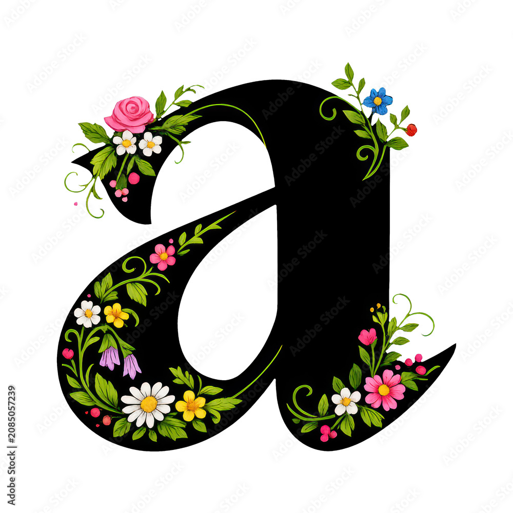 Obraz premium PNG Floral decorative letter illustration