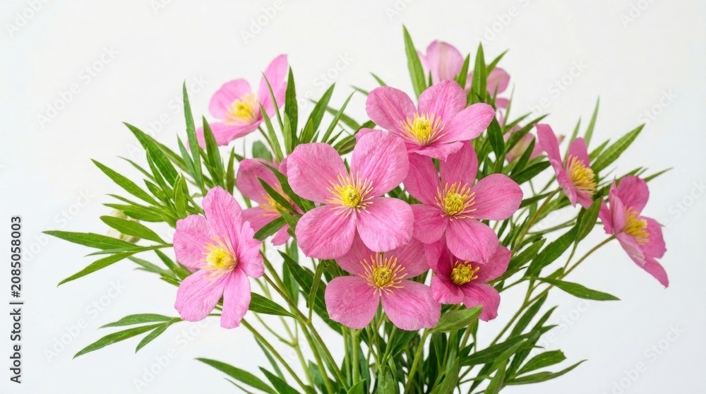 Fototapeta premium Vibrant close-up of pink flowers in full bloom Bunga kamboja Jepang atau adenium. with copy