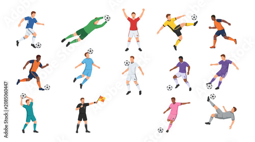 Bild auf Leinwand Soccer Football and Basketball Players Silhouette Vector Collection of Running A