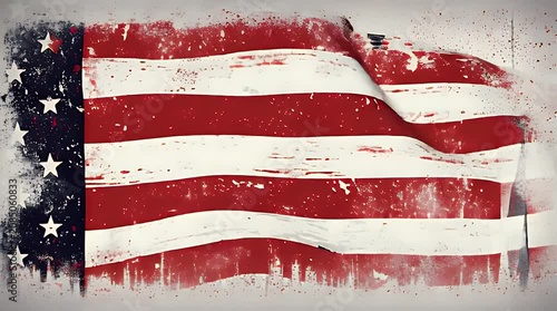 Abstract American Flag with New York City Skyline and Statue of Liberty